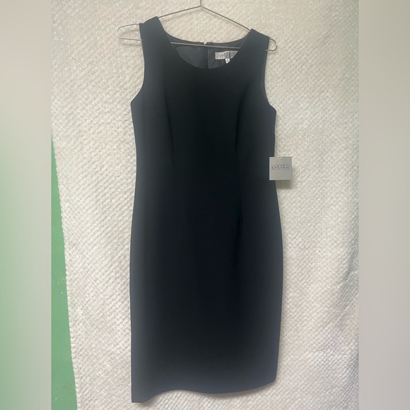 Womens Kasper Sleeveless Seamed Waist Sheath Dress Black Crew Neck Size 4 NWT - Picture 3 of 11